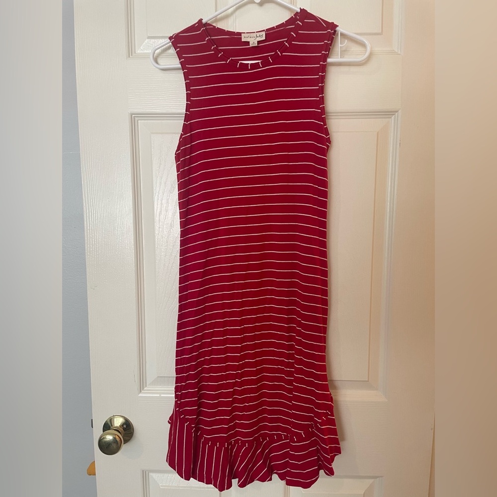Maison Jules Red and White Striped Dress